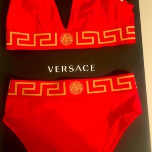 VERSACE USED GRECA BORDER BIKINI TOP